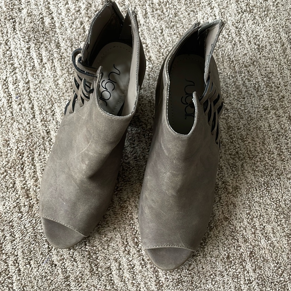 Peep toe booties